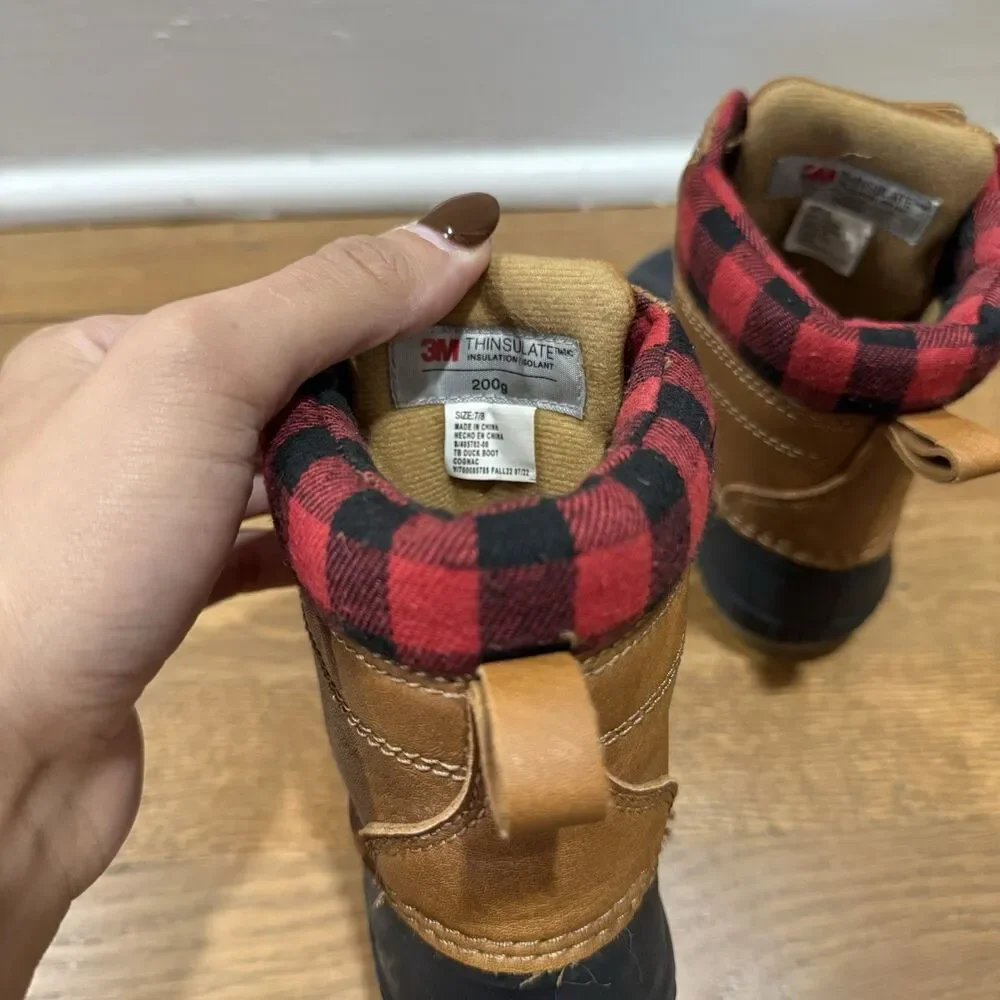 Gap Brown Black Red Plaid 3M Thinsulate Insulated Snow Boots Toddlefrs Sz 7